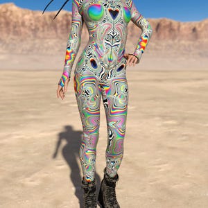 Body intégral Universe Glitch : Costume imprimé festival Rave