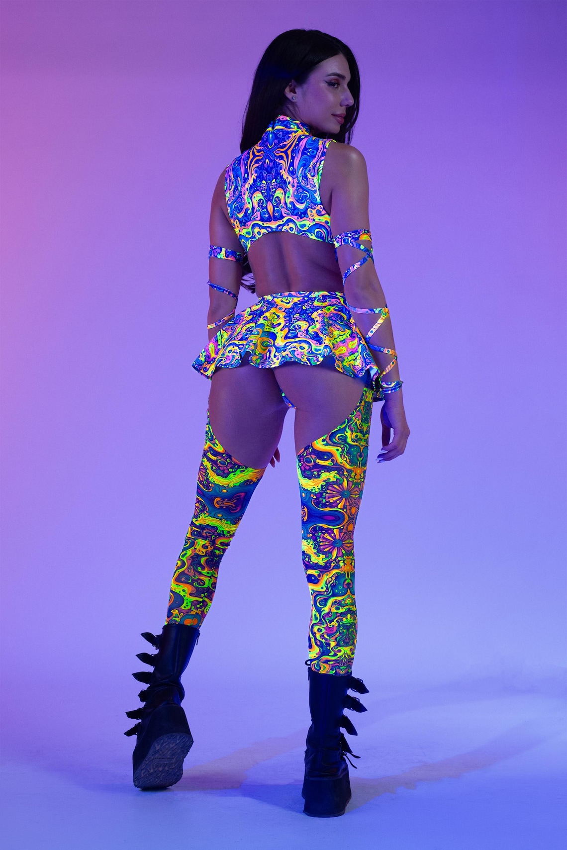 UV Reactive Rave Outfit Set for Women – Psytrance Festival Clothing ...