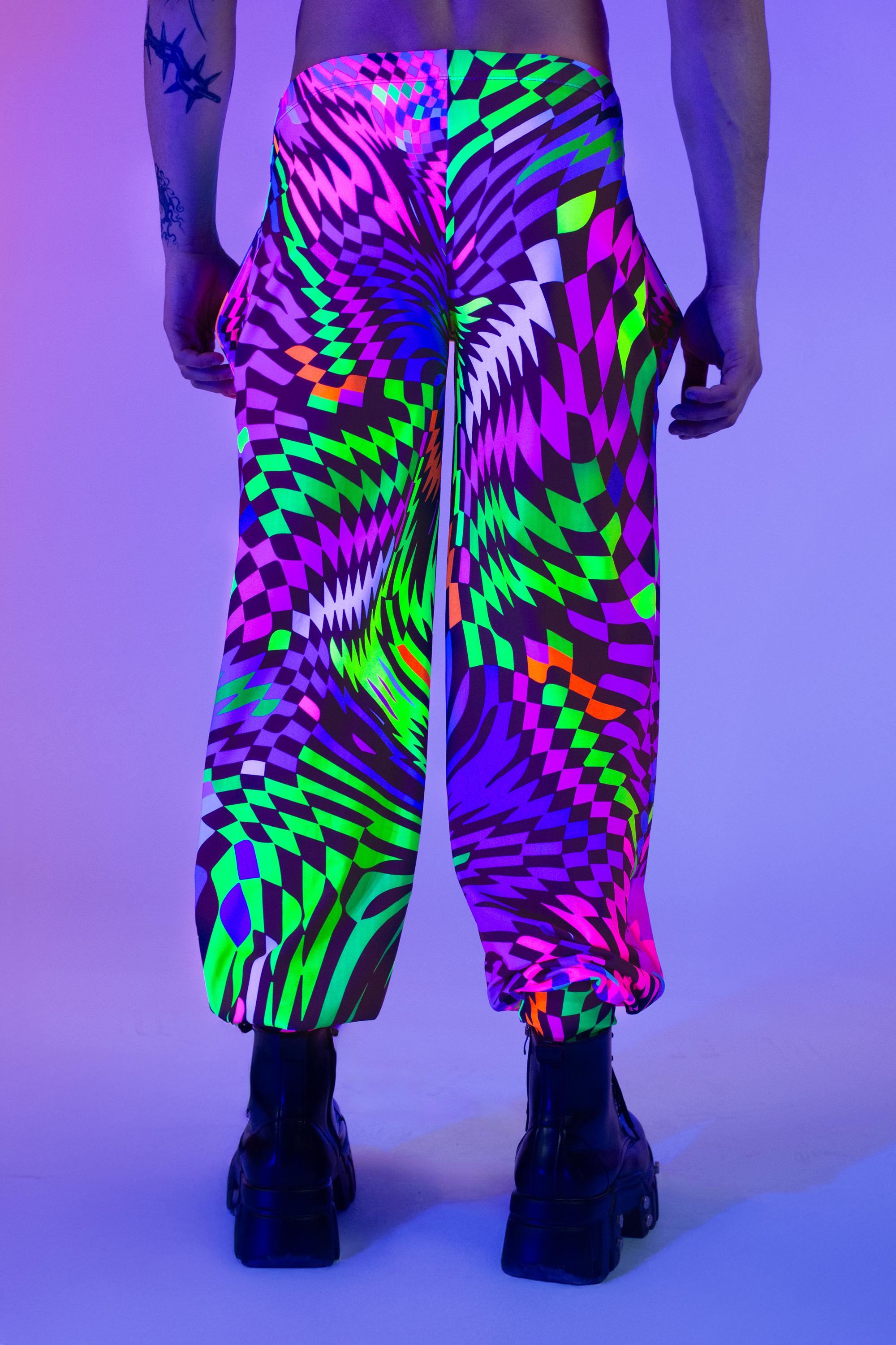 Psychedelic Neon Cuff Pants for Men – Festival Rave Clothing Bottom ...