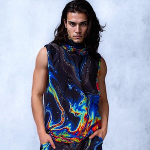Festival Accessories, Festival Outfit for Men, Psychedelic Wear for Men, Men Psychedelic Rave Hood, Festival Rave Hood, Men Rave Hood