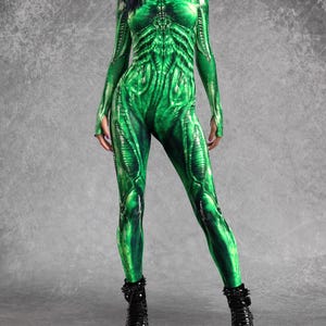 Exomorph Green Bodysuit: Futuristic Alien Costume - Festival Outfit - Etsy