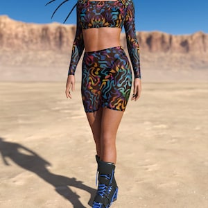 Festival Mesh Top, Festival Infinity Crop Top, Mesh Rave Top, Rave Crop Top, Pole Dance Rave Top, Transparent Rave Top, Psychedelic Rave Top