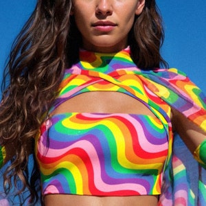 Rainbow Pride Top, LGBTQ Top, Pride Top, Festival Cutout Top, Pride Month Crop Top, Colorful Pride Top, Inspired Outfit, Bisexual Pride Top