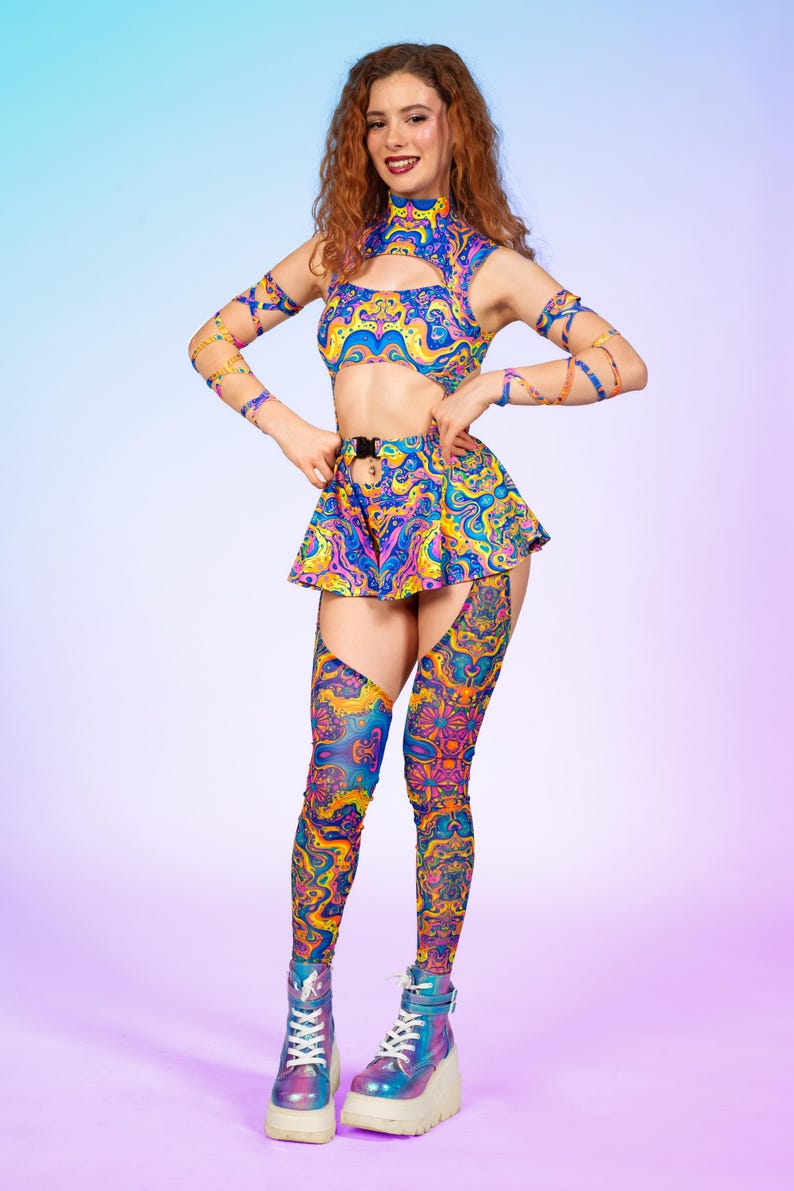UV Reactive Rave Outfit Set for Women – Psytrance Festival Clothing ...