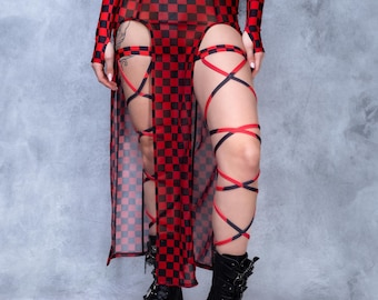 Red Flag Leg Wraps: Rave Festival Accessory