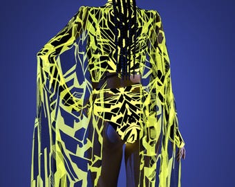 Rave Dancer Wings, Festival Disco Wings, Transparent Angels Wings, Neon Clothing, UV Light Outfit, Burning Man Outfit, Festival Mesh Wings