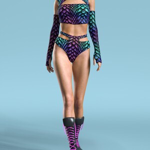 Top corto con cutout rave: top corto trasparente per festival, outfit psichedelico immagine 4