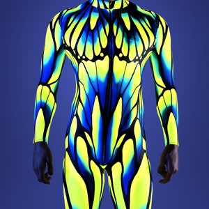 UV Light Costume Man, Performance Costume Man, Neon Costume Men, Festival Costumes Men, Rave Bodysuit Man, Festival Bodysuit, Rave Outfit image 3