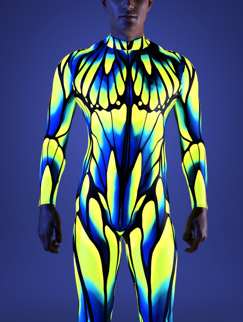 UV Light Costume Man, Performance Costume Man, Neon Costume Men, Festival Costumes Men, Rave Bodysuit Man, Festival Bodysuit, Rave Outfit image 3