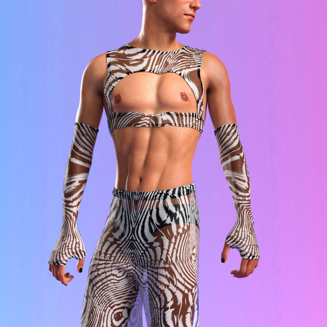 Men’s Disco Holographic Mirror Catsuit – Men's DJ Nightclub & Festival Party Outfit