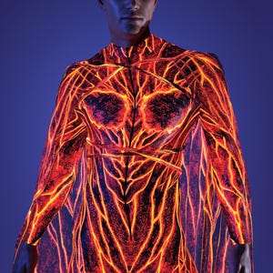 UV Reflective Lava Burst Costume Set: Rave Festival Outfit