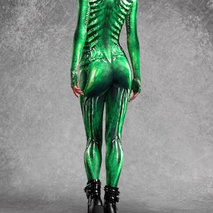 Exomorph Green Bodysuit: Futuristic Alien Costume - Festival Outfit - Etsy