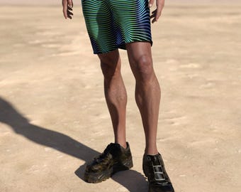 Men's Psychedelic Rave Shorts: Festival Party Outfit