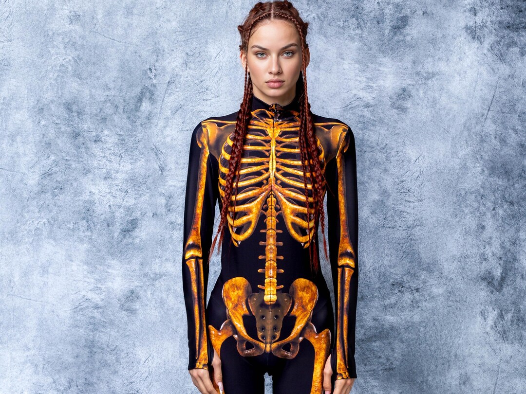 Golden Skeleton Bodysuit Costume: Women's Halloween Full Bodysuit Cosplay -  Etsy Sweden
