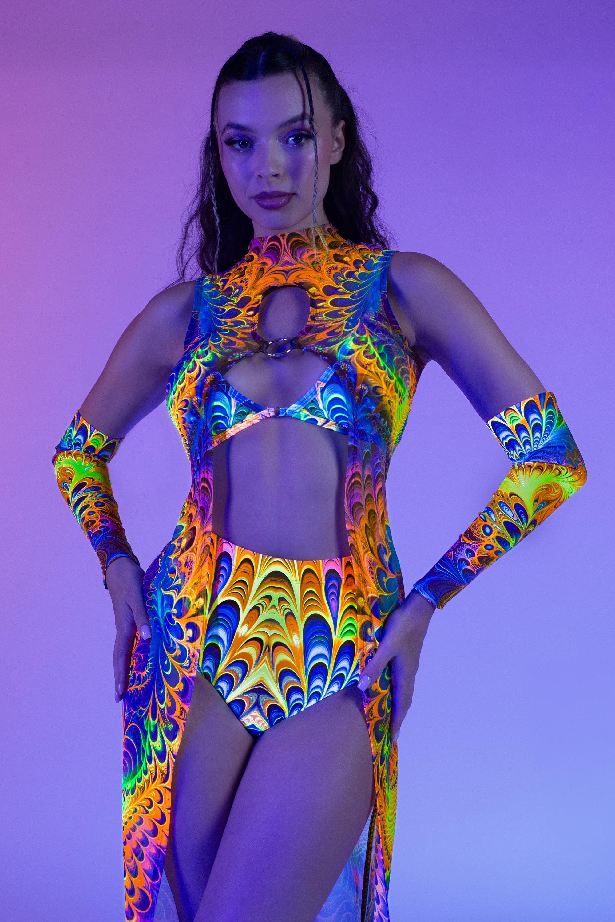UV Reactive Festival Maxi Dress for Women – Blacklight Psychedelic Rave ...