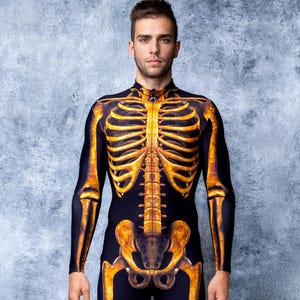 Skeleton Costume: Full Bodysuit for Men, Halloween Cosplay