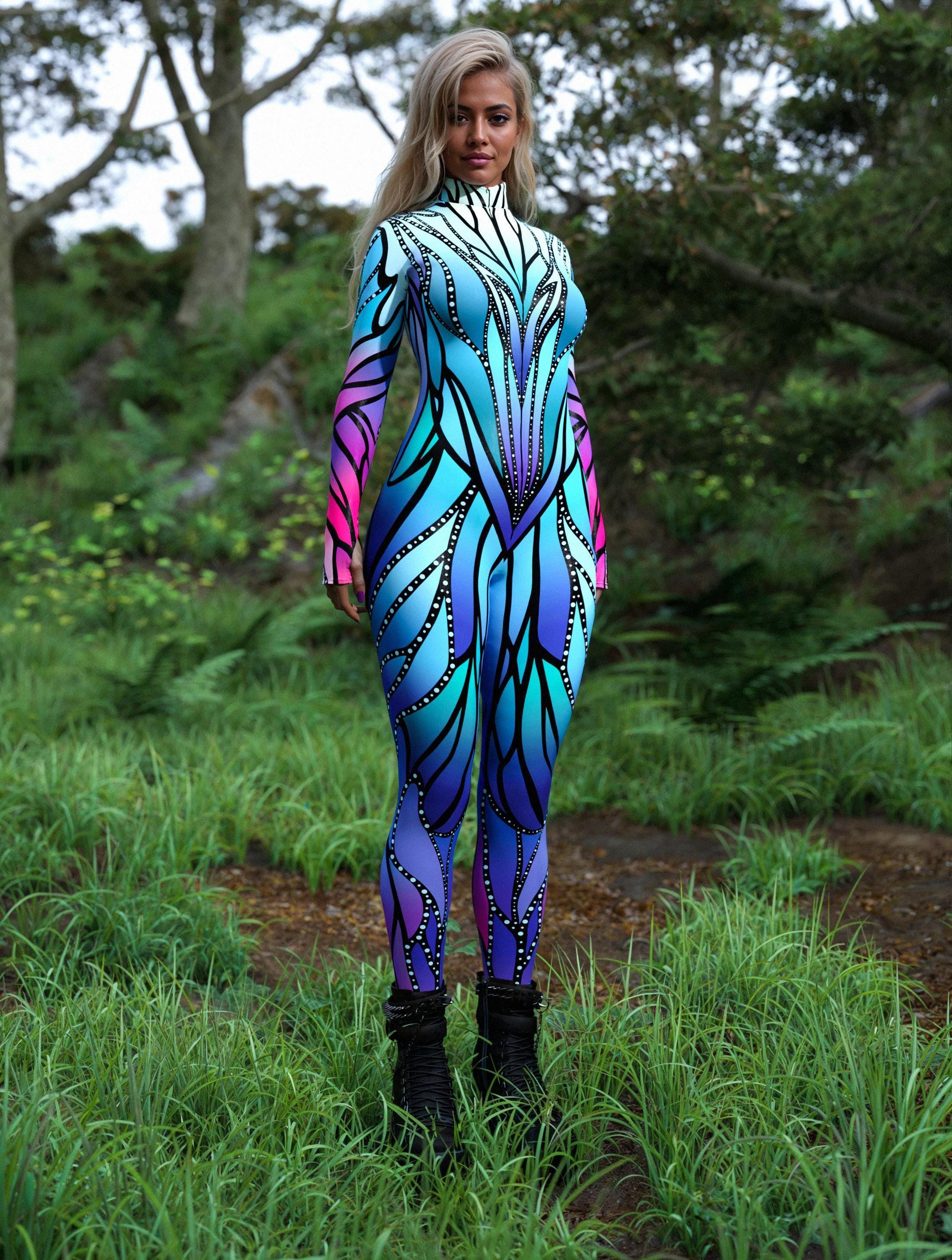 Azure Elemental Costume: Women's Festival Bodysuit With Wings - Etsy