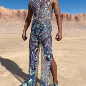 Transparent Rave Pants, Mesh Rave Pants, Rave Split Pants, Festival Male Pants, Psychedelic Men Pants, Rave Male Pants, Trippy Rave Pants
