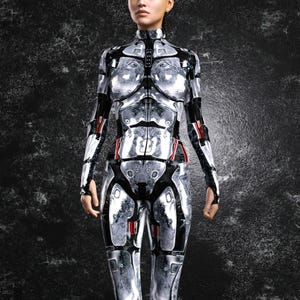 Silver Sierra Robot Costume: Cyberpunk Droid Halloween Costume