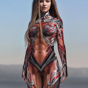 Crimson Hell Demon Catsuit, Halloween Costume