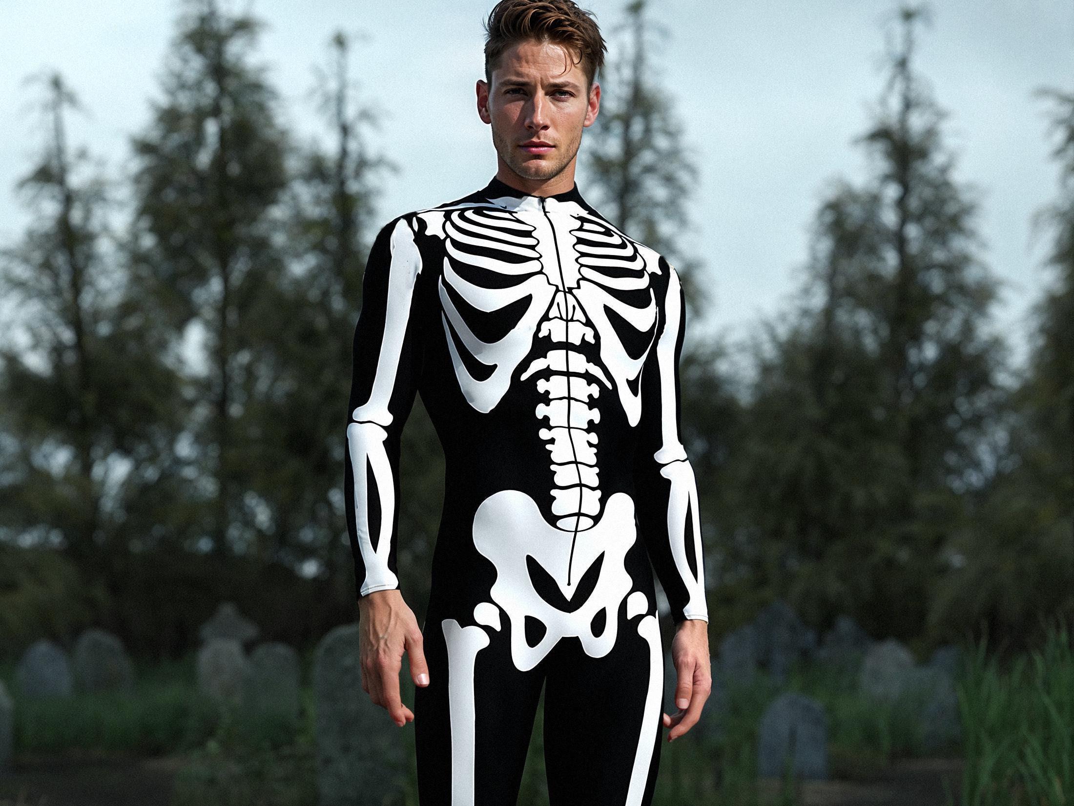 James Bones Fancy Dress Costume – Skull Mask, Hat, Long Skeleton Coat & Tie