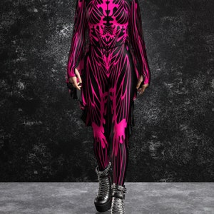 Pink Neon Festival Costumes For Women, Rave Matching Outfit, UV Light Spider Costume, Festival Costume Women, Rave Party Costume For Women image 5