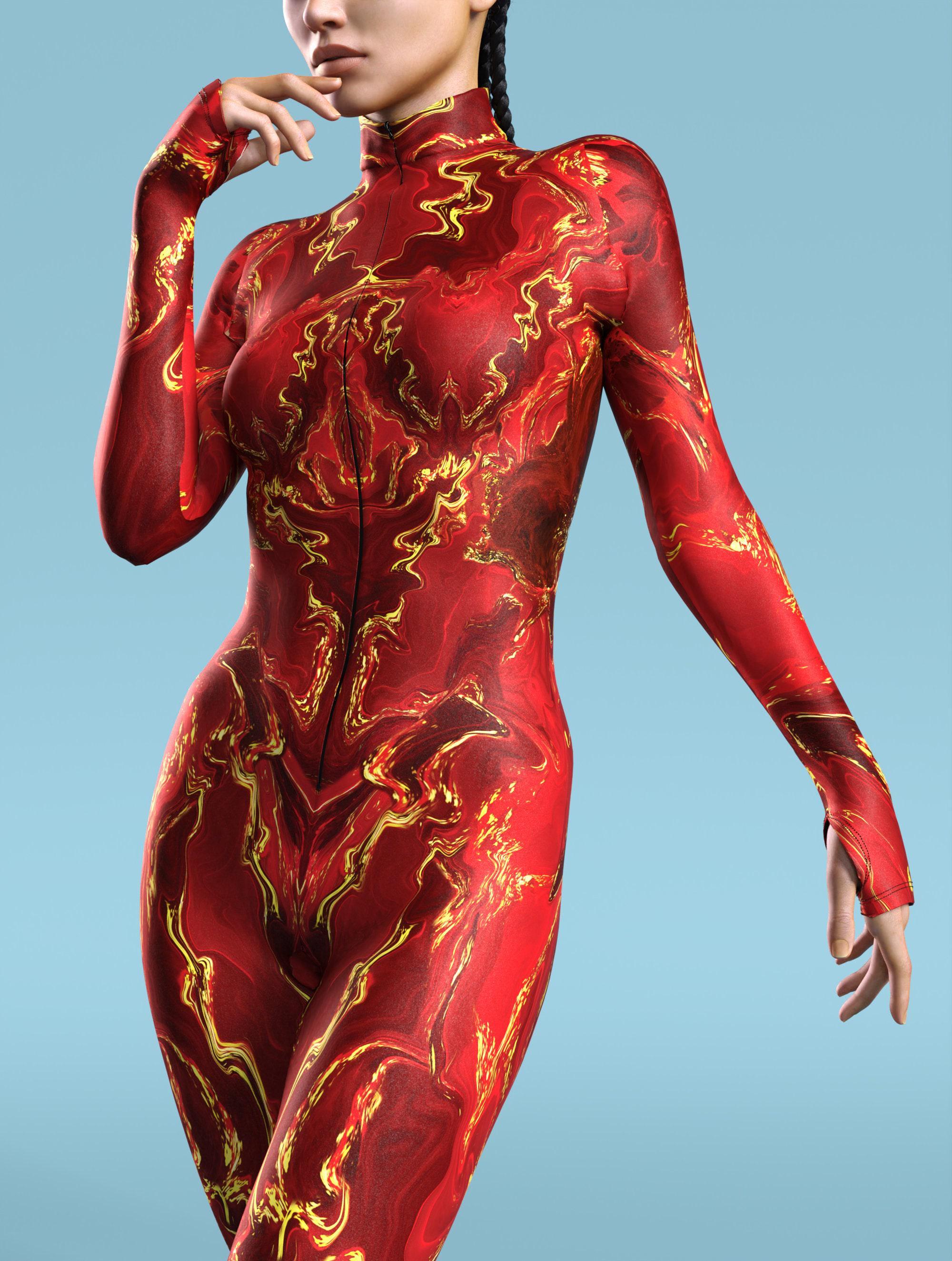 Psychedelic Rave Costume: Red & Gold Print Stretch Festival Outfit - Etsy