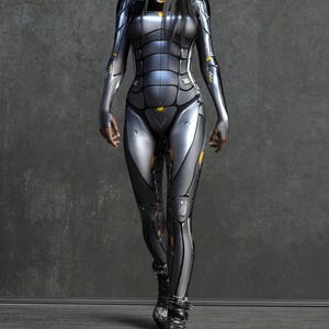 Robot Costume Women: Cyber Black Bodysuit, Cosplay Costume