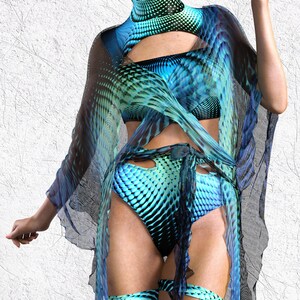 Kimono da festival per donna, abbigliamento da spettacolo per donna, kimono per feste rave, ali da rave per donna, abbigliamento da festival, abbigliamento da discoteca per donna, abbigliamento da rave immagine 6