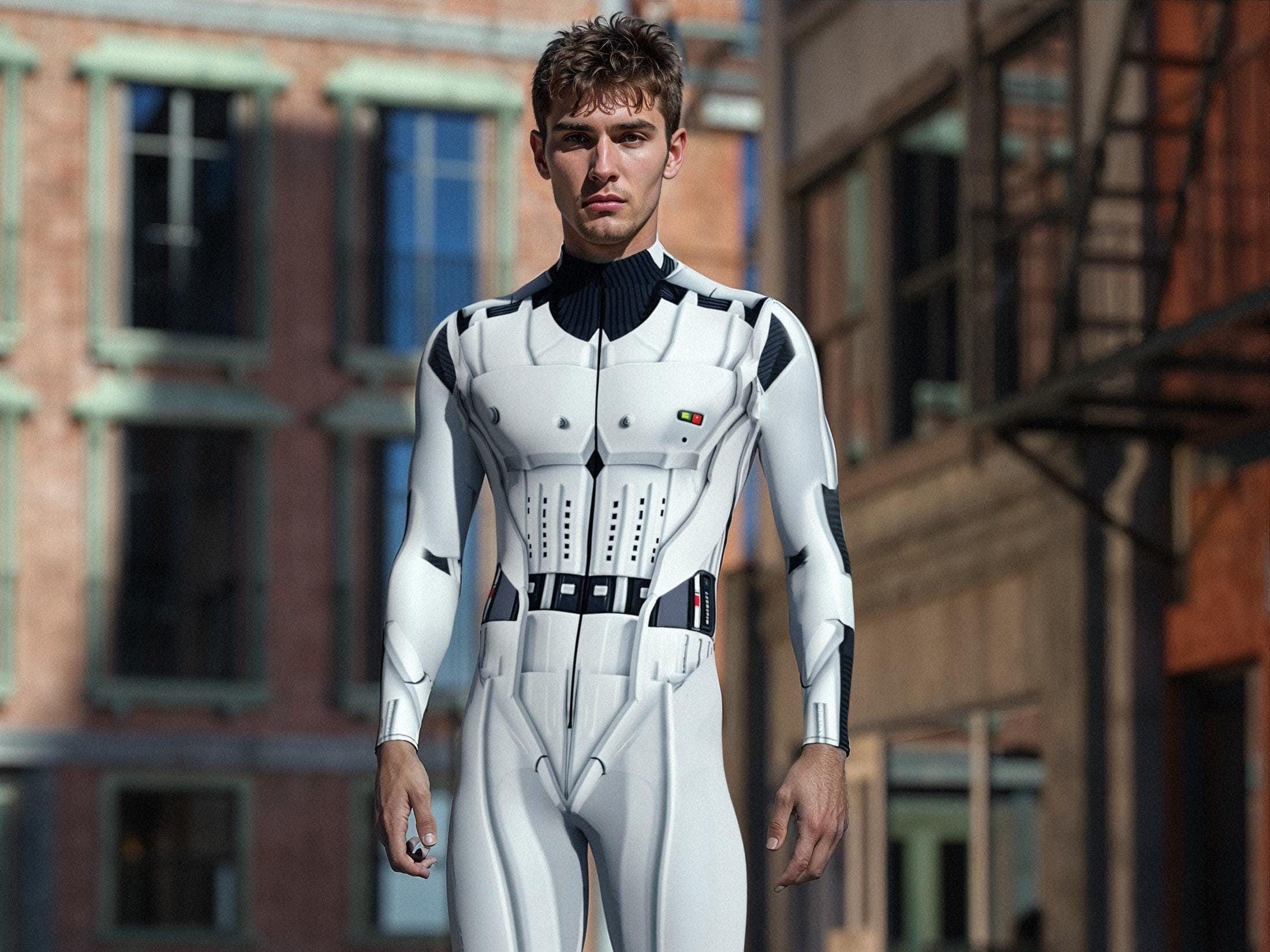 Space Soldier Costume: Men's Halloween Bodysuit, Cyber Cosplay - Etsy