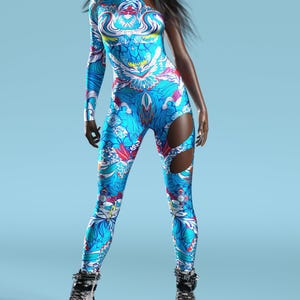 Rave Costume, Festival Bodysuit, Rave Catsuit, Festival Leotard, Sexy Rave Costume, Psychedelic Costume, Trippy Costume, Trippy Bodysuit
