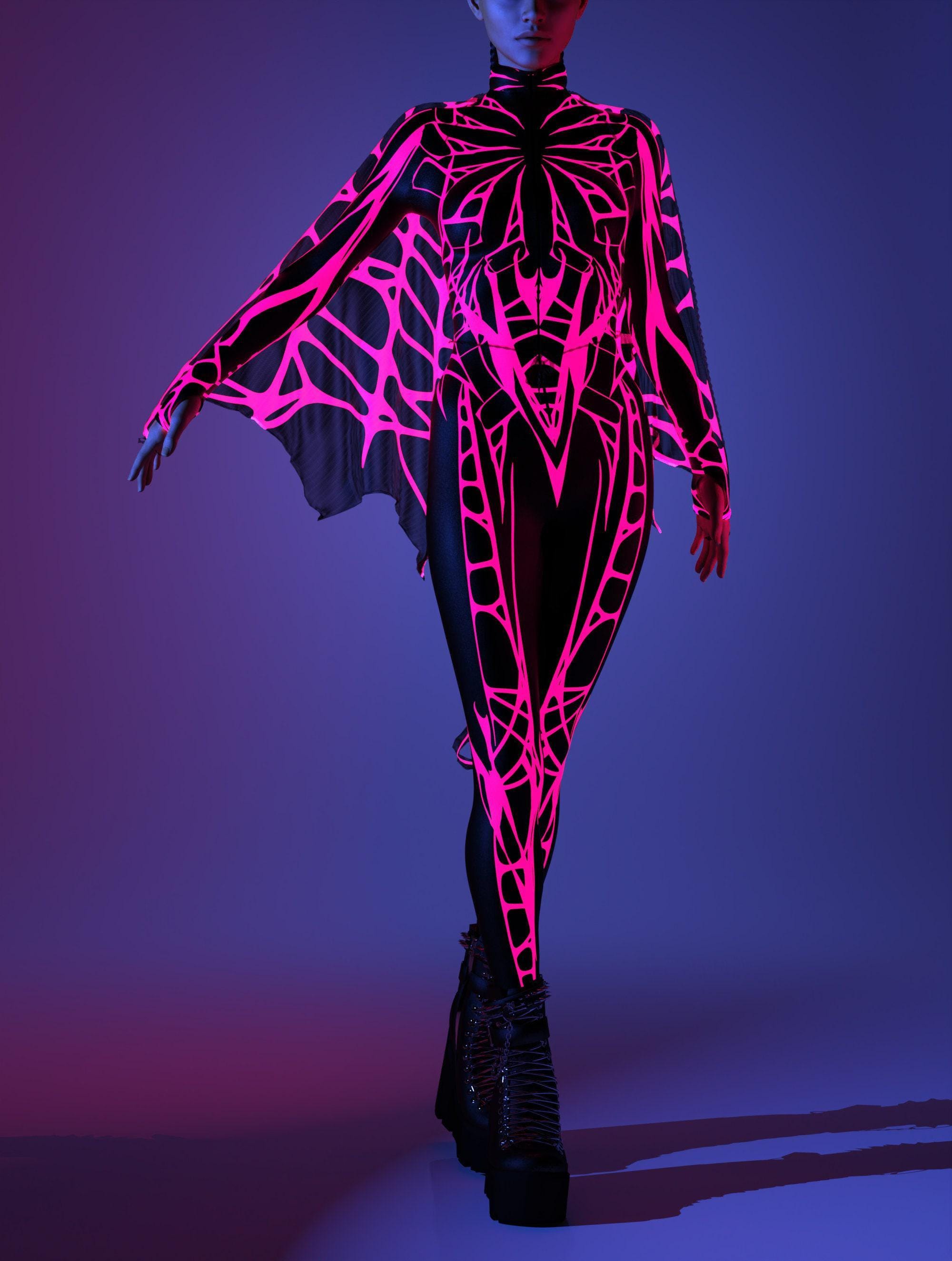 Spider Rave House Neon Pink Spider Costume: UV Rave Festival Outfit - Etsy