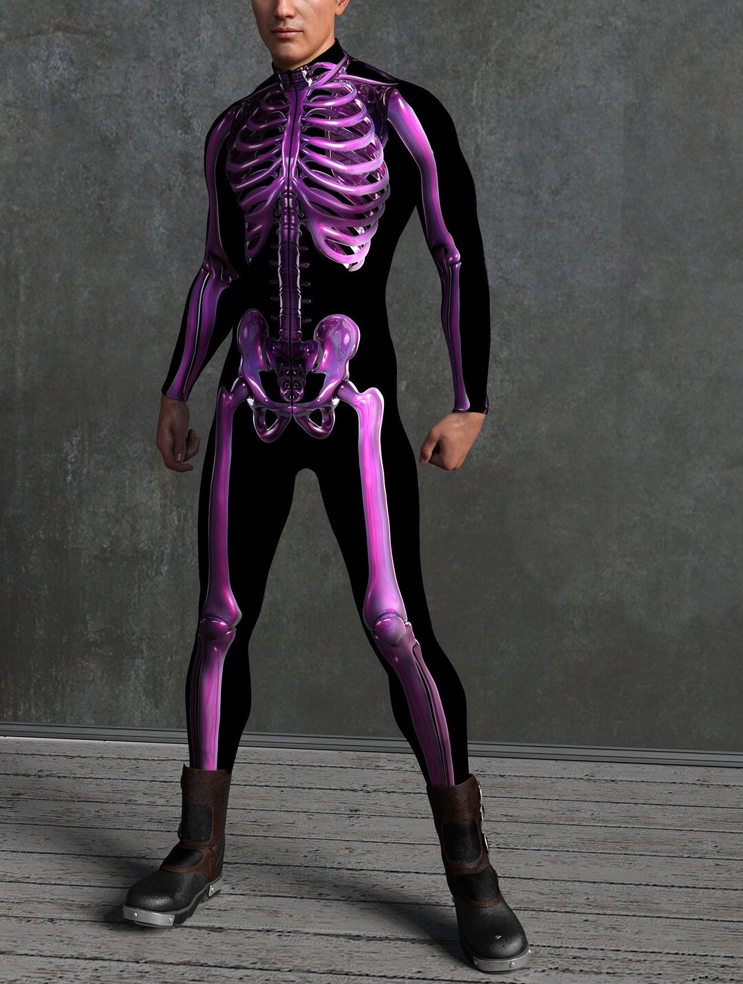 Skelaton Rave Purple Skeleton Costume Men: Rave Festival Bodysuit - Etsy Canada