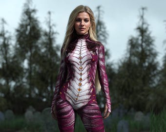 Magenta Dragon Bodysuit: Women's Halloween Costume