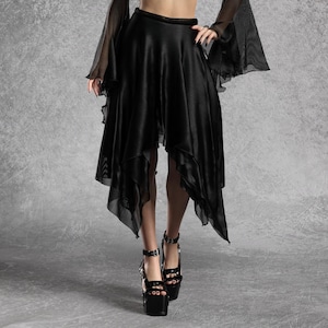 Gothic Clothing Women, Rave Sexy Skirt Women, Gothic Skirt Women, Goth Witchy Outfit, Unique Festival Skirt Woman, Festival Layered Skirt