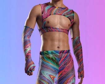 See Through Male Outfit, Festival Outfit For Men, Disco Mesh Male Set, Festival Rave Outfit Set, Transparent Gay Set, Rave Man Party Outfit