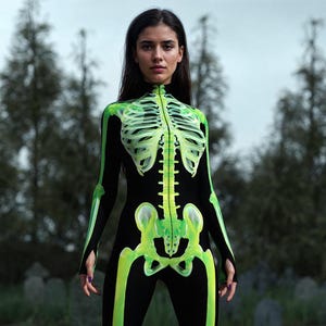 Scary Skeleton Costume, Skeleton Costume Women, Halloween Costumes For Women, Skeleton Bodysuit, Neon Skeleton Costume, Halloween Clothing