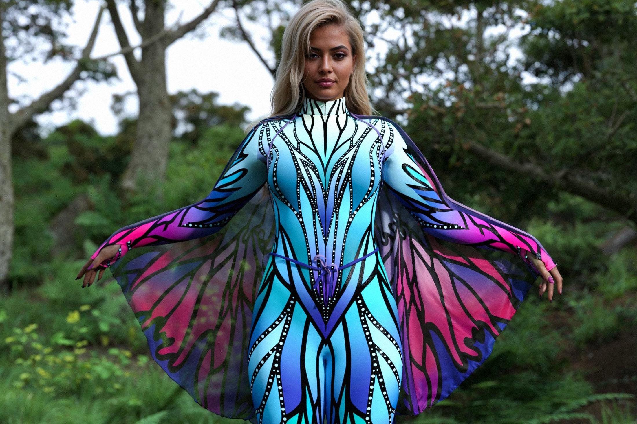 Azure Elemental Costume: Women's Festival Bodysuit With Wings - Etsy