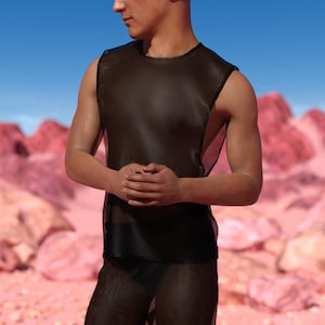 Rave Top For Men, Festival Mesh Male Muscle Top, Summer Festival Party Top, Disco Rave Sleeveless Top, See Through Top, Burning Man Outfit