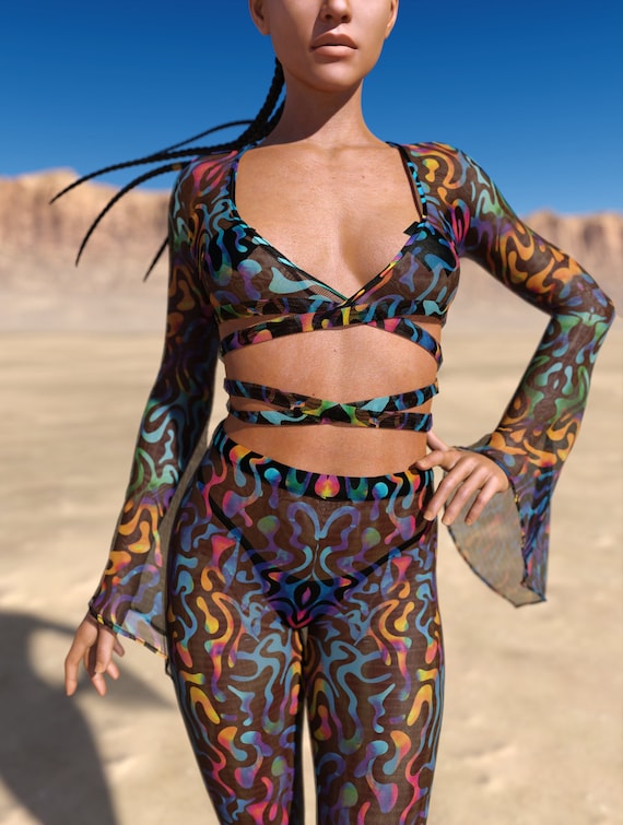 Bell sleeve best sale mesh top
