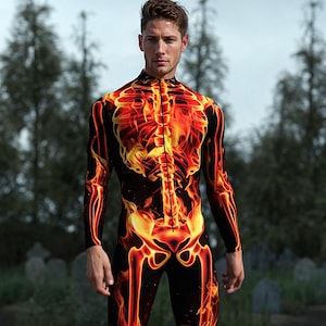 Fiery Skeleton Costume, Halloween Costume Adult, Halloween Costume Men Unique, Halloween Costume Men, Mens Halloween Costume, Costumes Mens