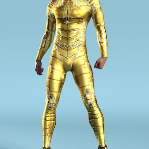 Golden Droid Costume Men, Robot Costume Men, Festival Costumes Men, Rave Costume, Male Festival Bodysuit, Matching Costumes, Couple Costume