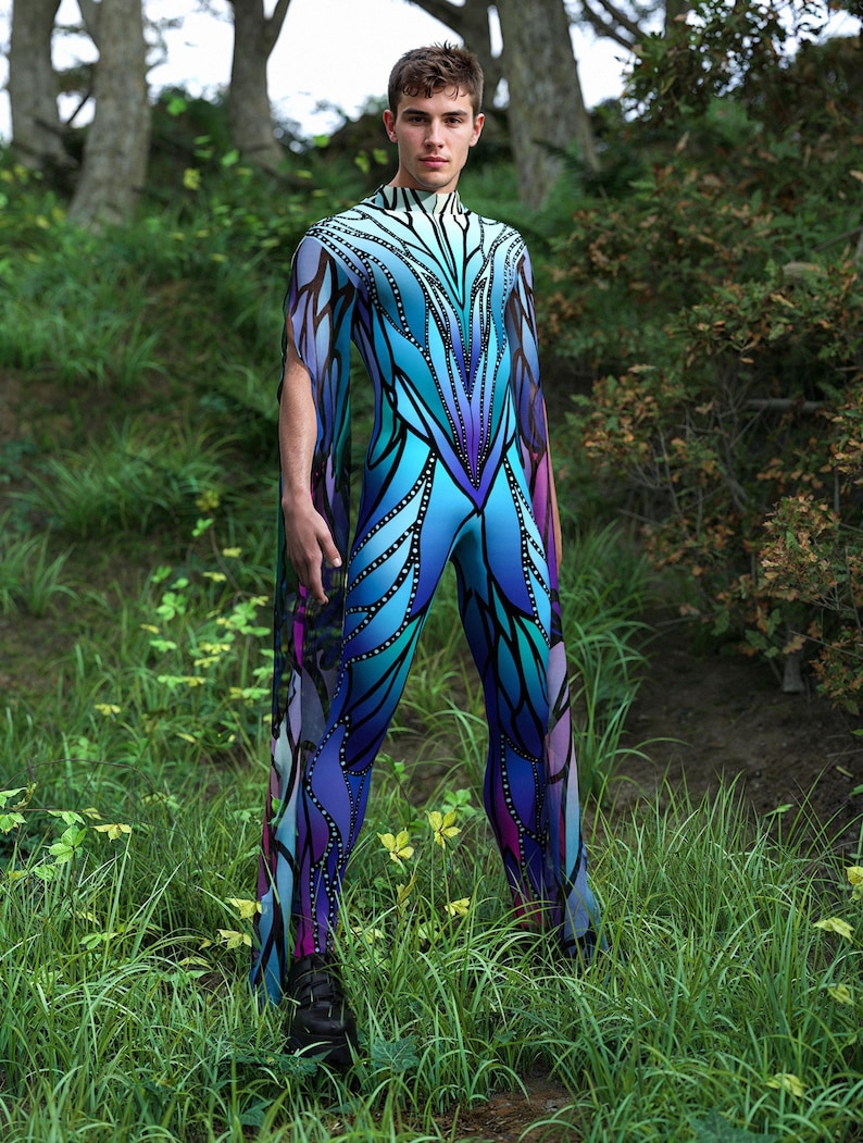 Azure Elemental Mens Costume: Halloween Bodysuit With Slit Sleeves - Etsy