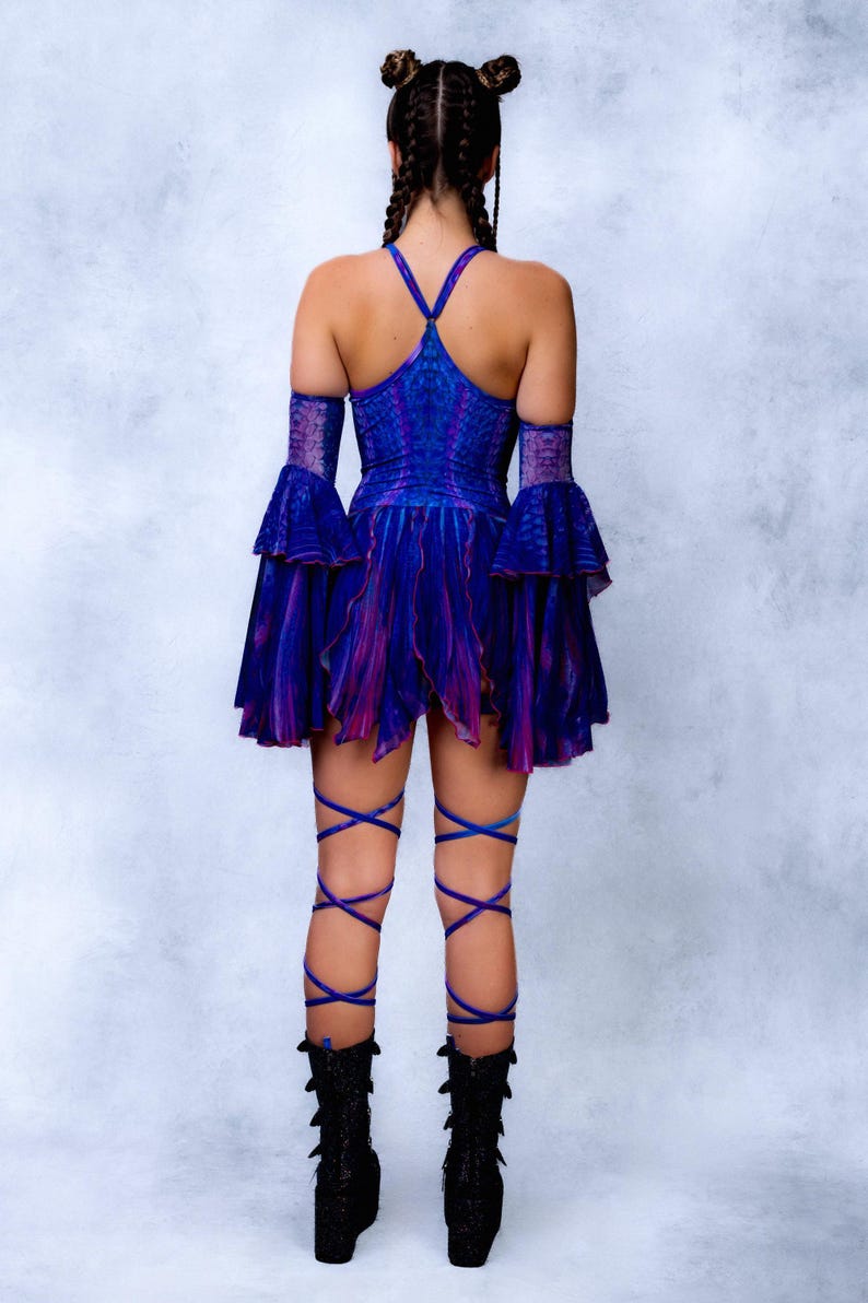 Fairy Rave Bodysuit: Psychedelic Bell Sleeves, Leg Wraps image 6
