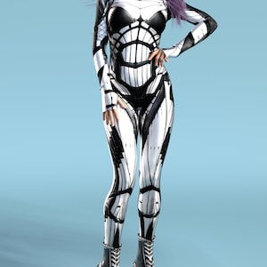 Cosplay Halloween Costume, Cyberpunk Bodysuit Woman, Robot Costume, Cyberpunk Halloween Costume, Sci-Fi Costume Women, Futuristic Costume