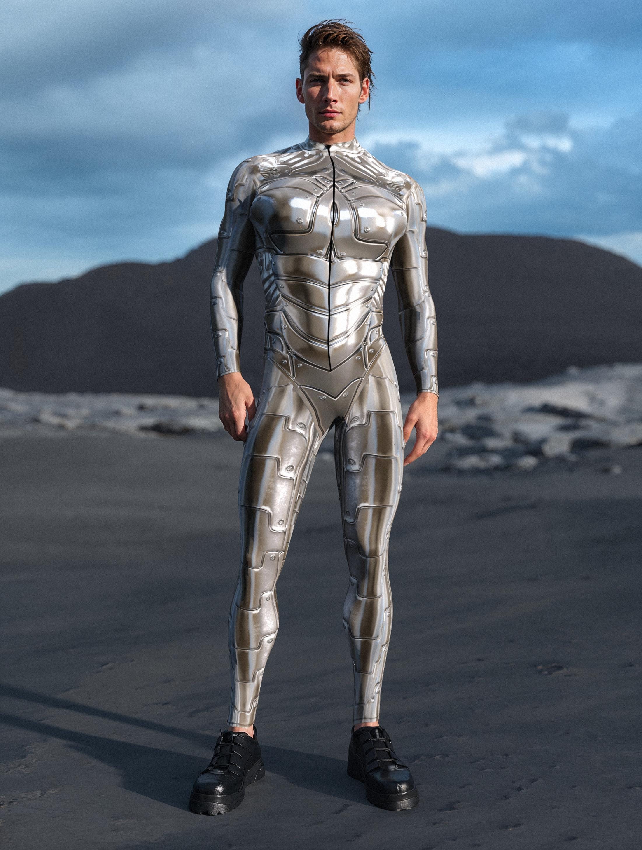 Silver Droid Costume Men, Robot Costume Men, Festival Costumes Men ...