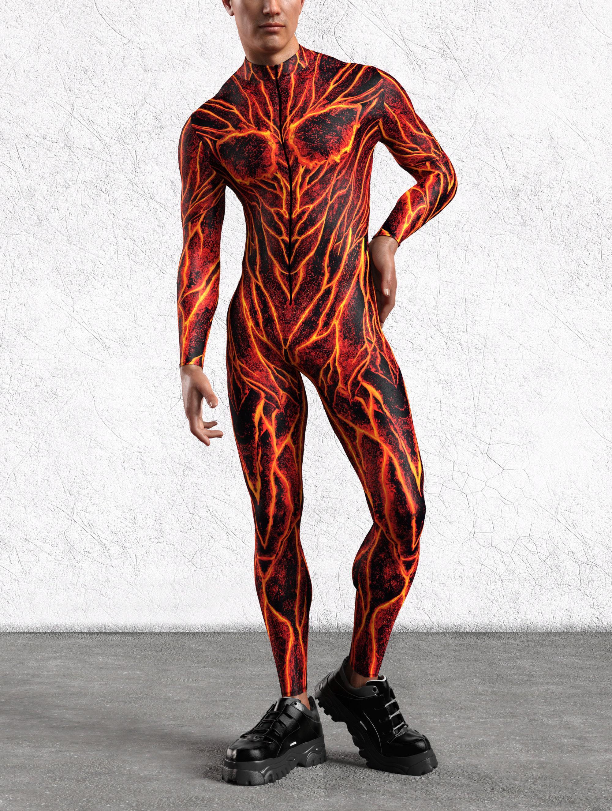 Lava Burst Bodysuit: UV Reflective Rave Costume - Etsy