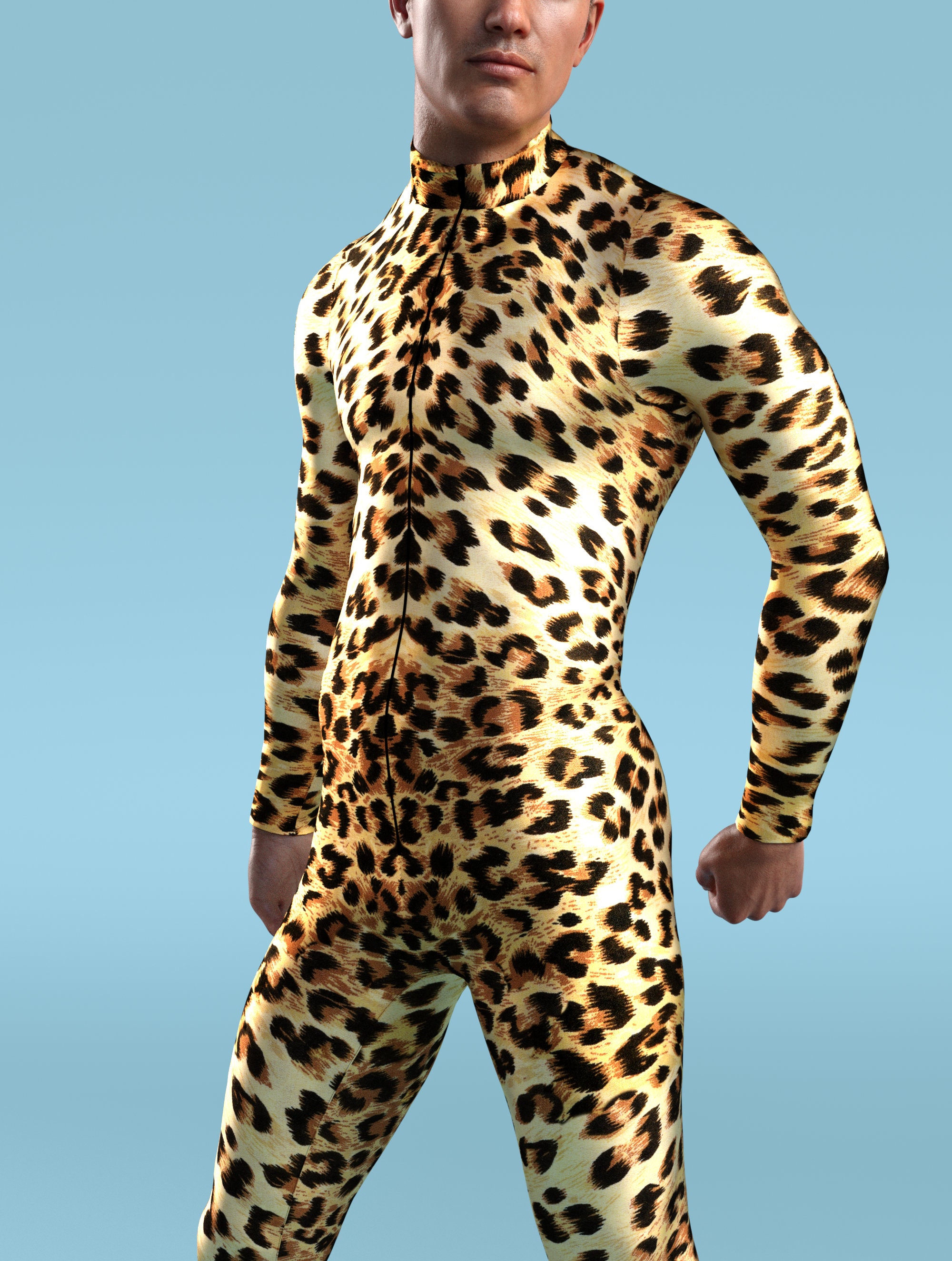 Sexy Bodysuit Men Cheetah Costume Animal Print Bodysuit Etsy