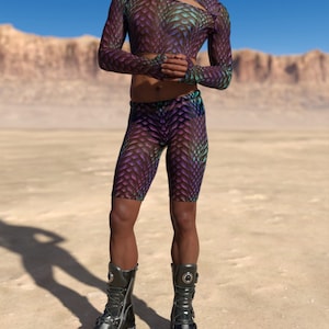 Festival Male Shorts, Male Mesh Shorts, Rave Bohemian Shorts, Festival Fashion Shorts, Rave Shorts, Festival Shorts, Rave Biker Shorts