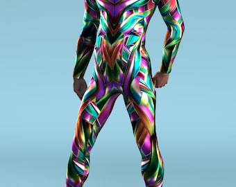 Celestial Insectum Men's Bodysuit: Rave Festival Costume